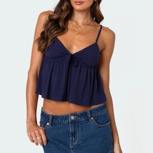 Edikted Navy Sunrise Babydoll Tank Top
